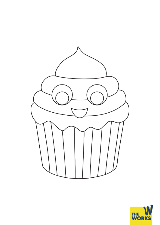 Smiley Cupcake Colouring Sheet