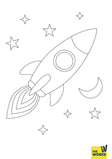 Rocket Ship Colouring Sheet