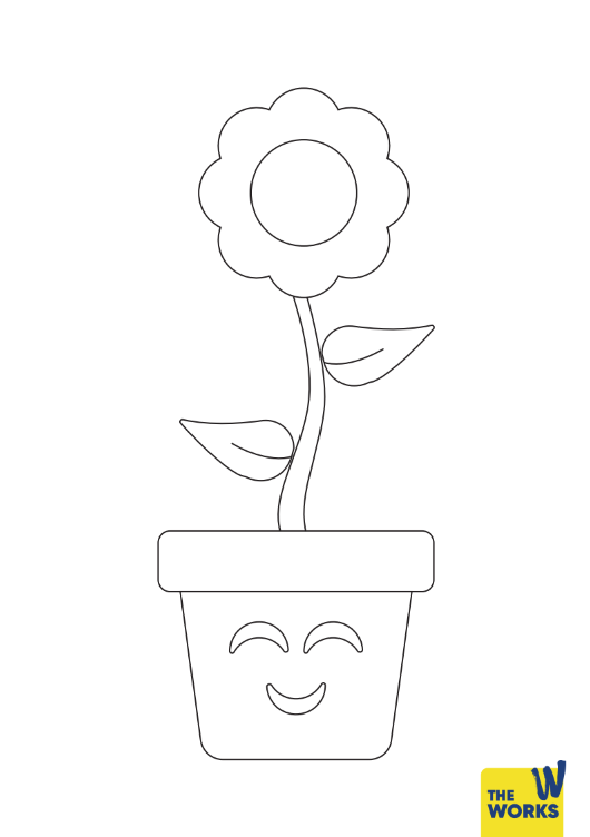 Happy Plant Pot Colouring Sheet