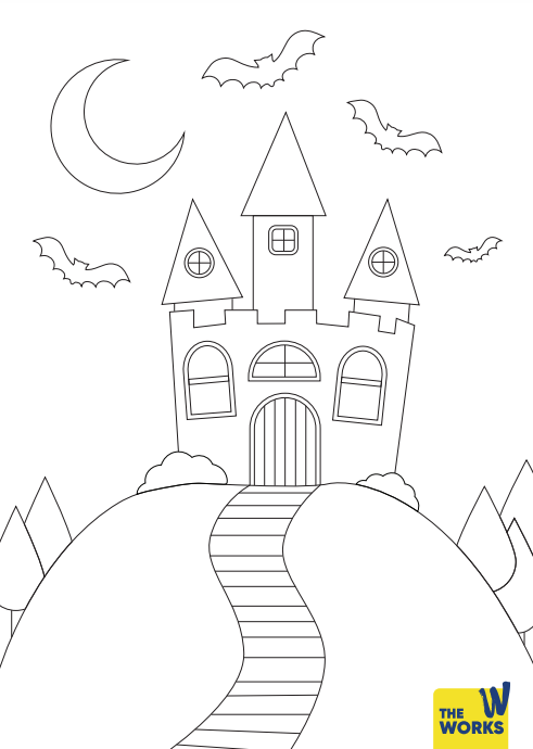 Haunted House On The Hill Colouring Sheet