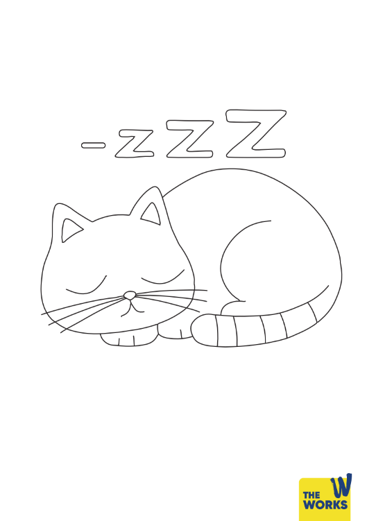 Sleepy Kitty Colouring Sheet