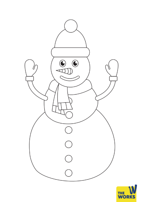 Smiley Snowman Colouring Sheet