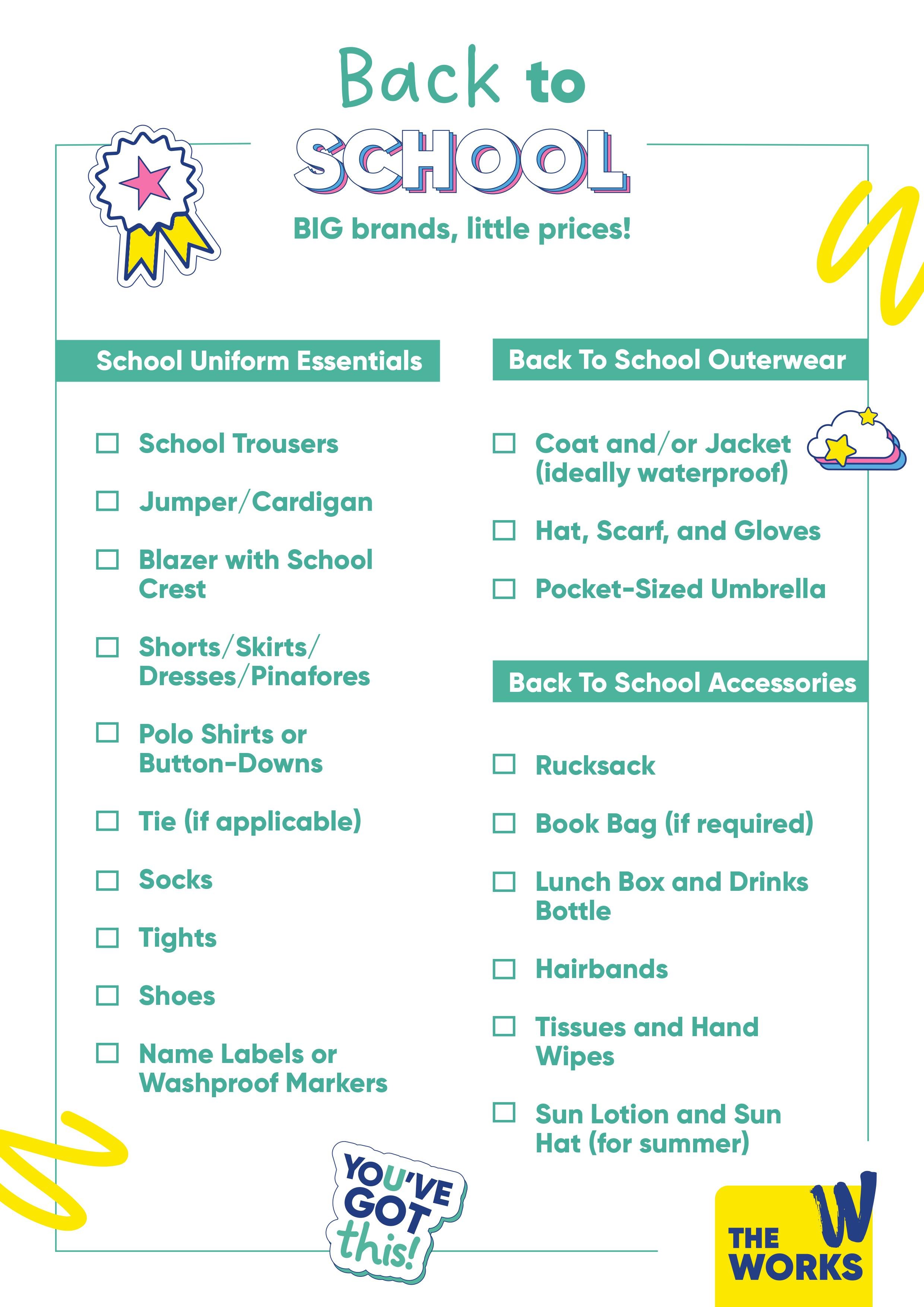 Back to school checklist - Uniform checklist