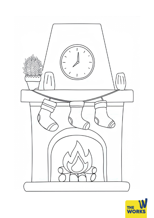 Cosy Christmas Stocking Colouring Sheet