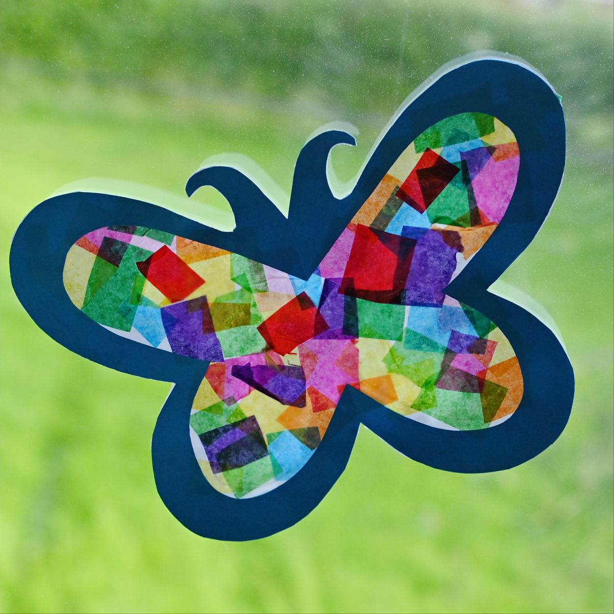 Mosaic Butterfly Tissue Paper Suncatcher