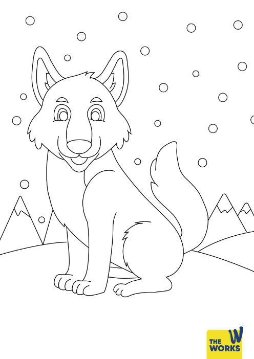 Winter Wolf Colouring Sheet