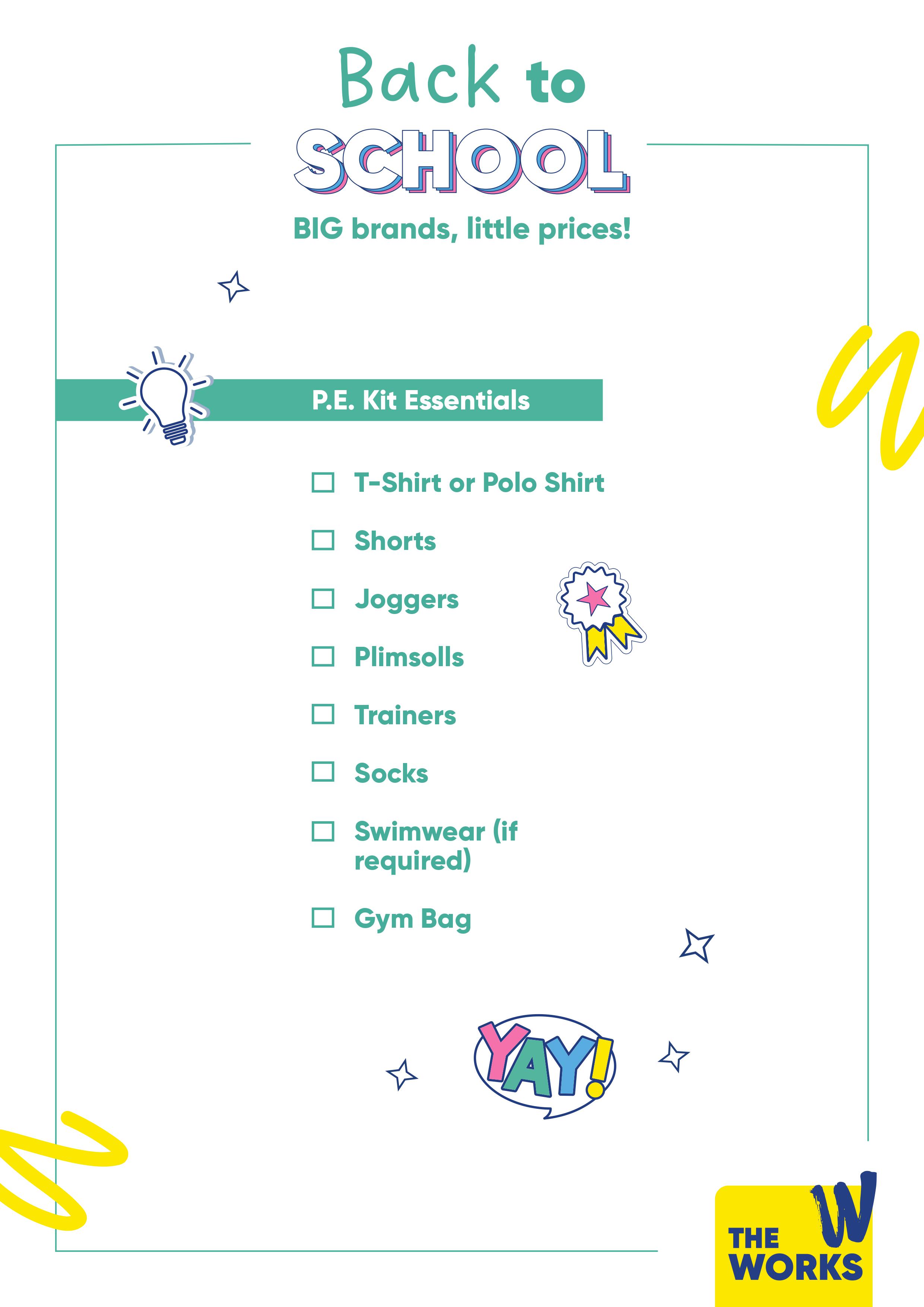 Back to school checklist - PE Kit Checklist