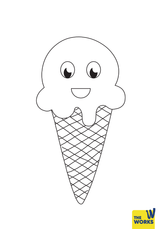 Melty Ice Cream Cone Colouring Sheet