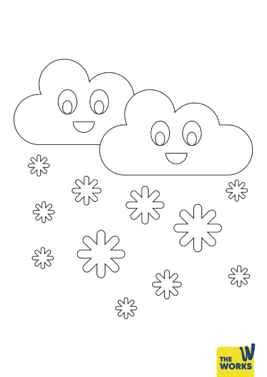 Smiley Snow Clouds Colouring Sheet