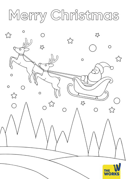 Santas Sleigh Ride Colouring Sheet