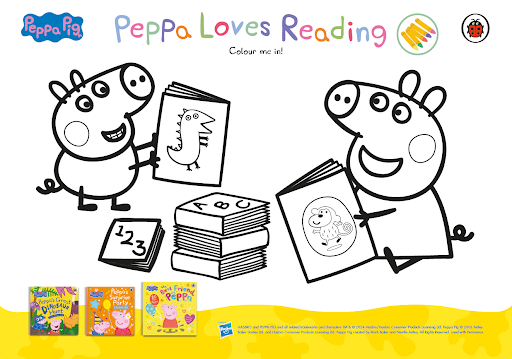 Free Peppa Pig Colouring Sheet - Peppa Loves Reading