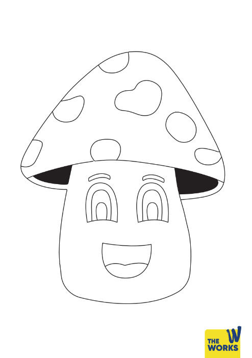 Smiley Mushroom Colouring Sheet