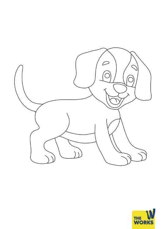 Happy Dog Colouring Sheet