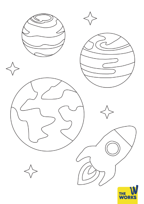 Rocket Ship Colouring Sheet