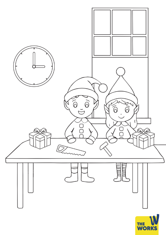 Santas Workshop Colouring Sheet