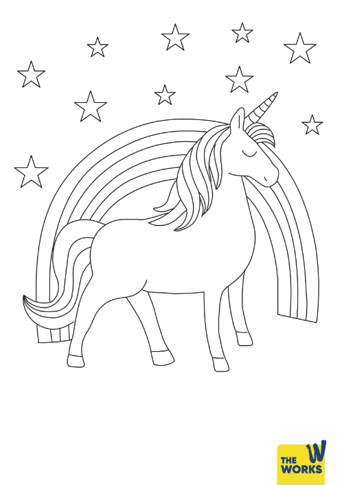 Rainbow Unicorn Colouring Sheet