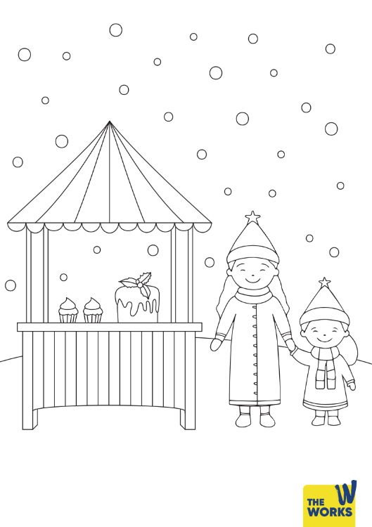 Christmas Market Colouring Sheets