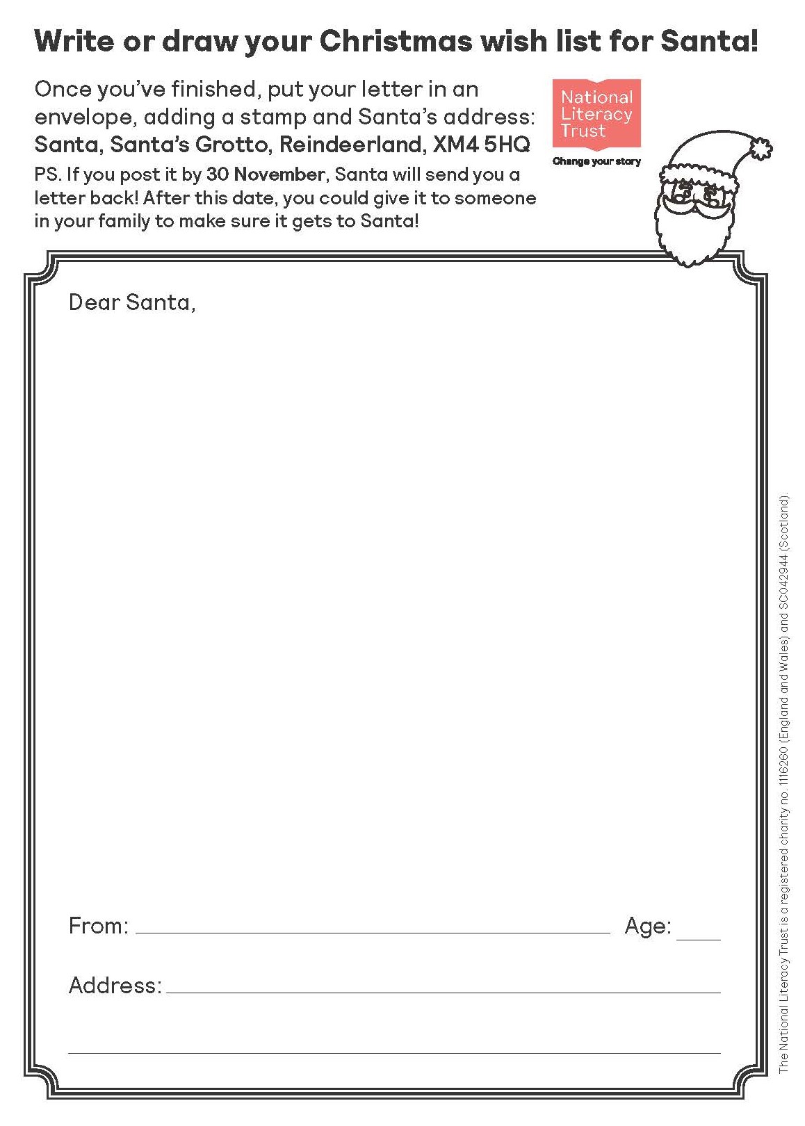 printable santa wish list