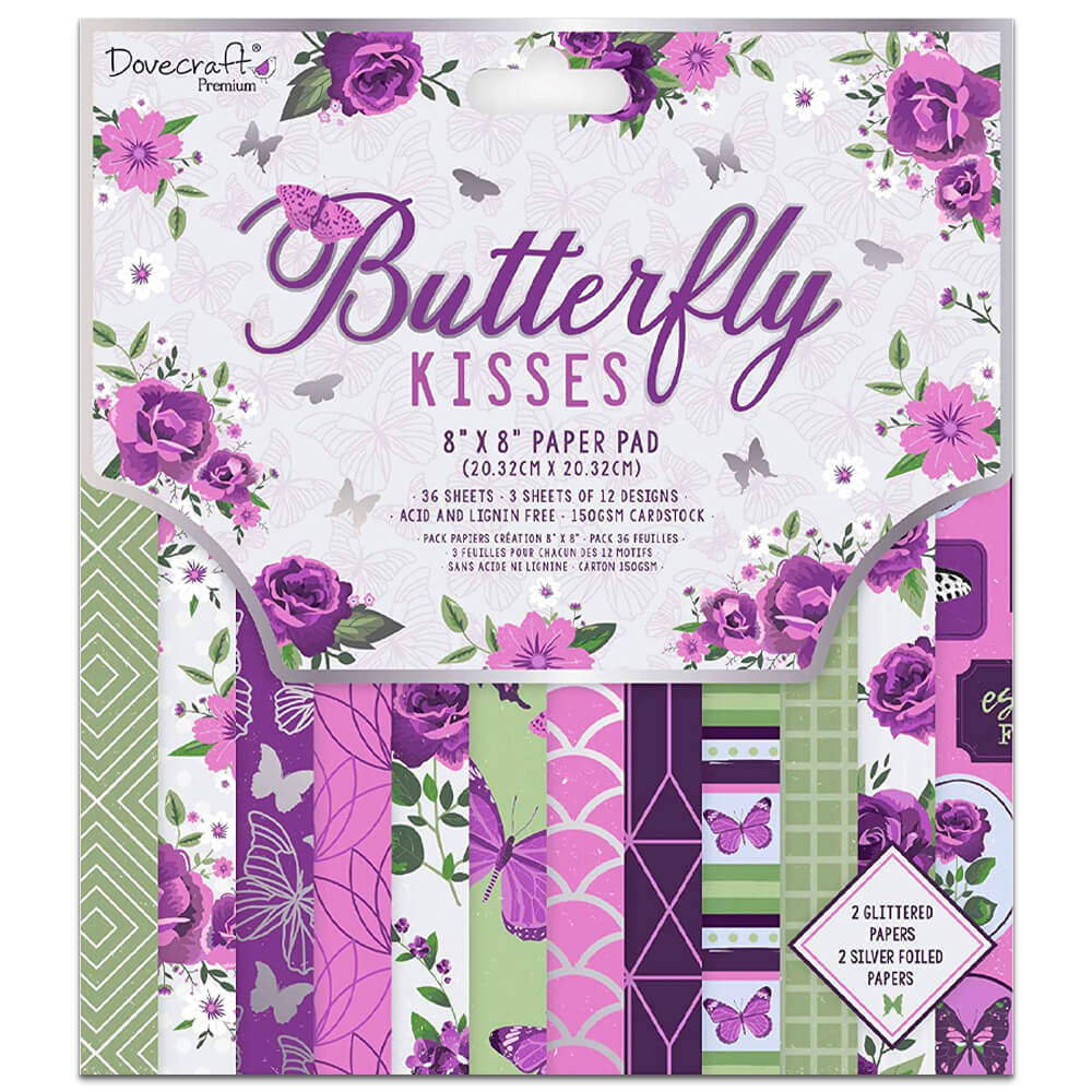 Dovecraft Premium Butterfly Kisses Paper Pad 8”X8”