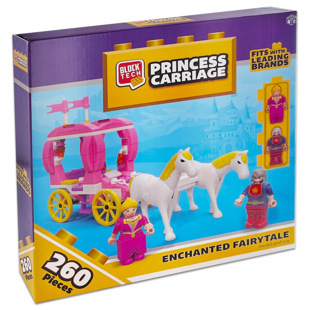 Block Tech Princess Carriage - 260 Pieces - Block Tech - Princess Enchanted Fairytale - For Kids - Activity Toys