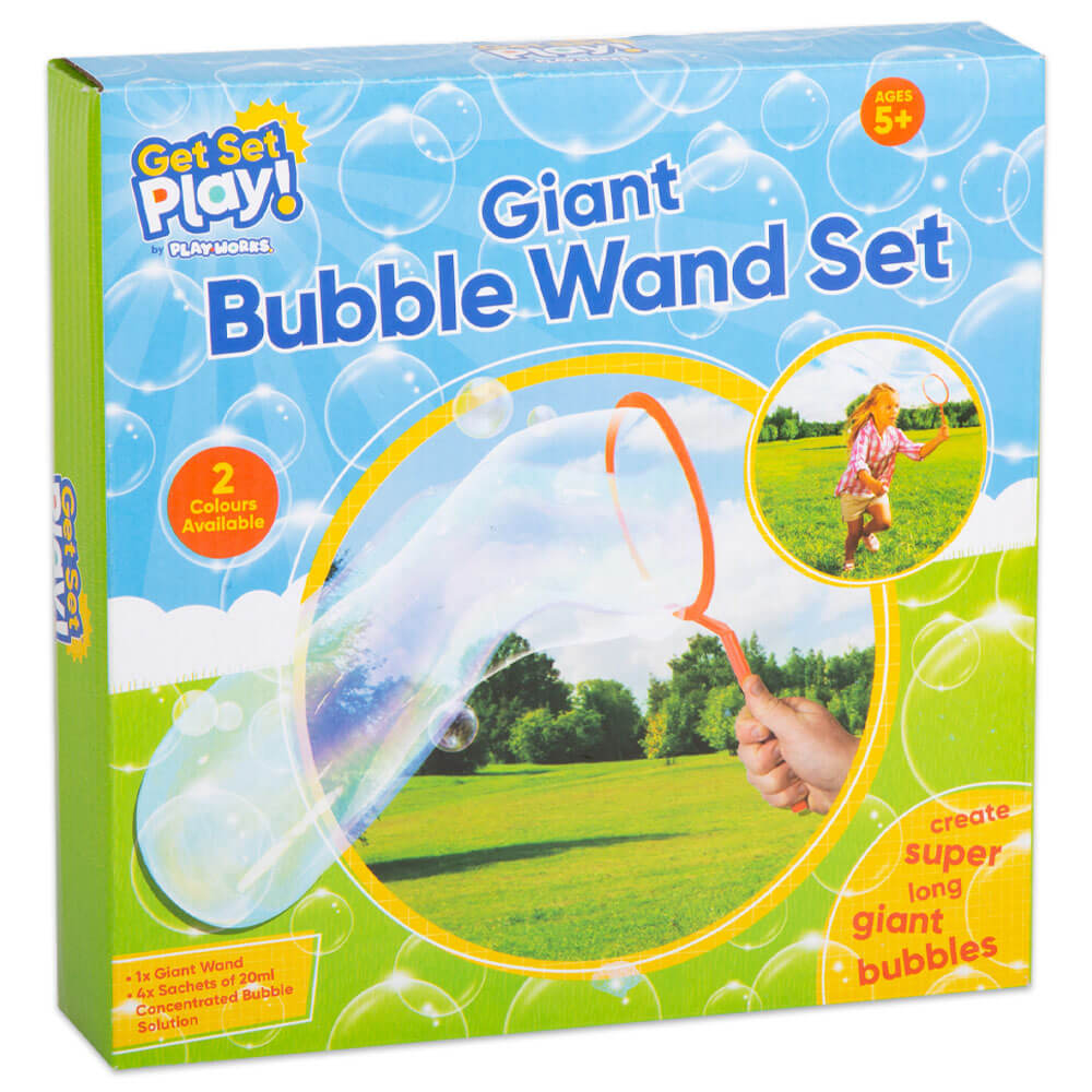 Giant Bubble Wand Set - 1 Wand & Solution - PlayWorks - 100s Of Bubbles - Outdoor & Indoor Fun - For Kids - Bubble Toys