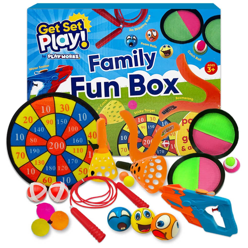 Family Fun Box - 8 Piece Set - Playworks - Outdoor Games For Kids & Adults - Outdoor Toys