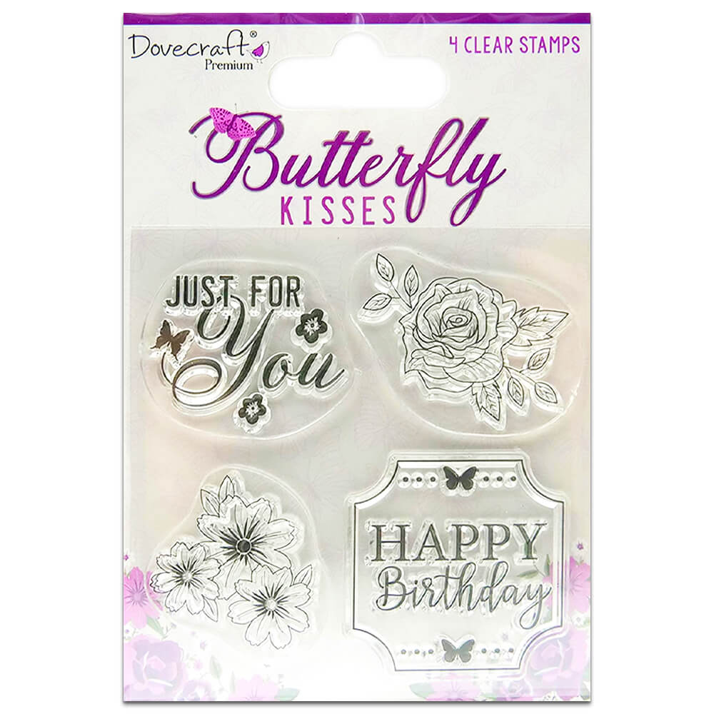 Dovecraft Premium Butterfly Kisses Stamp - Pack Of 4