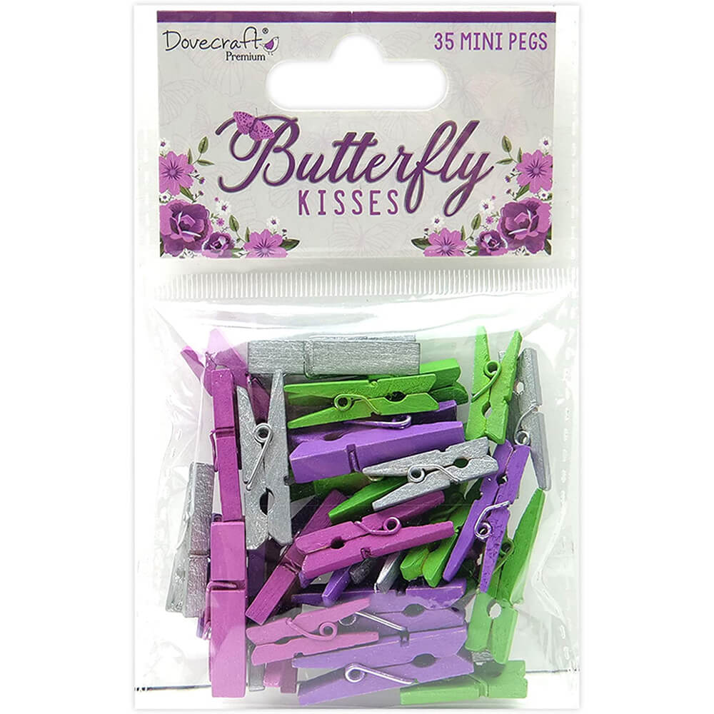 Dovecraft Premium Butterfly Kisses Mini Pegs - Pack Of 35