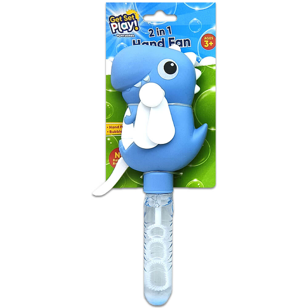 2-in-1 Dino Hand Bubble Fan - PlayWorks - Hand Held Bubble Fan - Dinosaur Toy - 100s Of Bubbles - For Kids - Bubble Toys