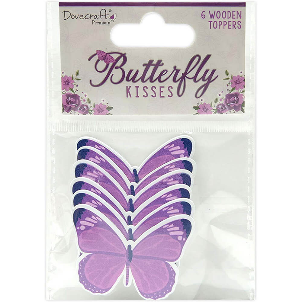 Dovecraft Premium Butterfly Kisses Painted Toppers - Pack Of 6