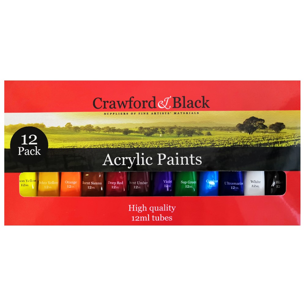 Acrylic Colour Paint - Set Of 12, Art & Craft, Brand New 5052089215719