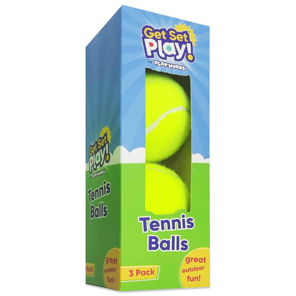 Tennis Balls - Pack Of 3 - PlayWorks - Yellow - Sports Balls - Outdoor Games - For Kids & Adults - Sports Toys