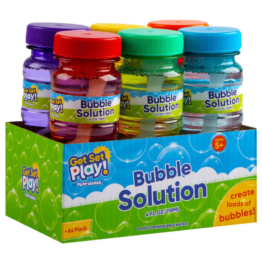 Bubble Solution With Wands - Pack Of 6 - PlayWorks - 100s Of Bubbles - Outdoor & Indoor Fun - For Kids - Bubble Toys