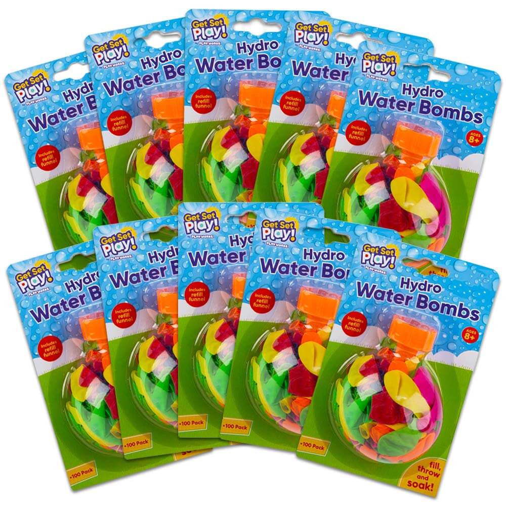 Water Bombs - Bundle Of 10 - 100 Balloons Per Pack - PlayWorks - Water Ballons - Outdoor Games - For Kids & Adults - Water Toys