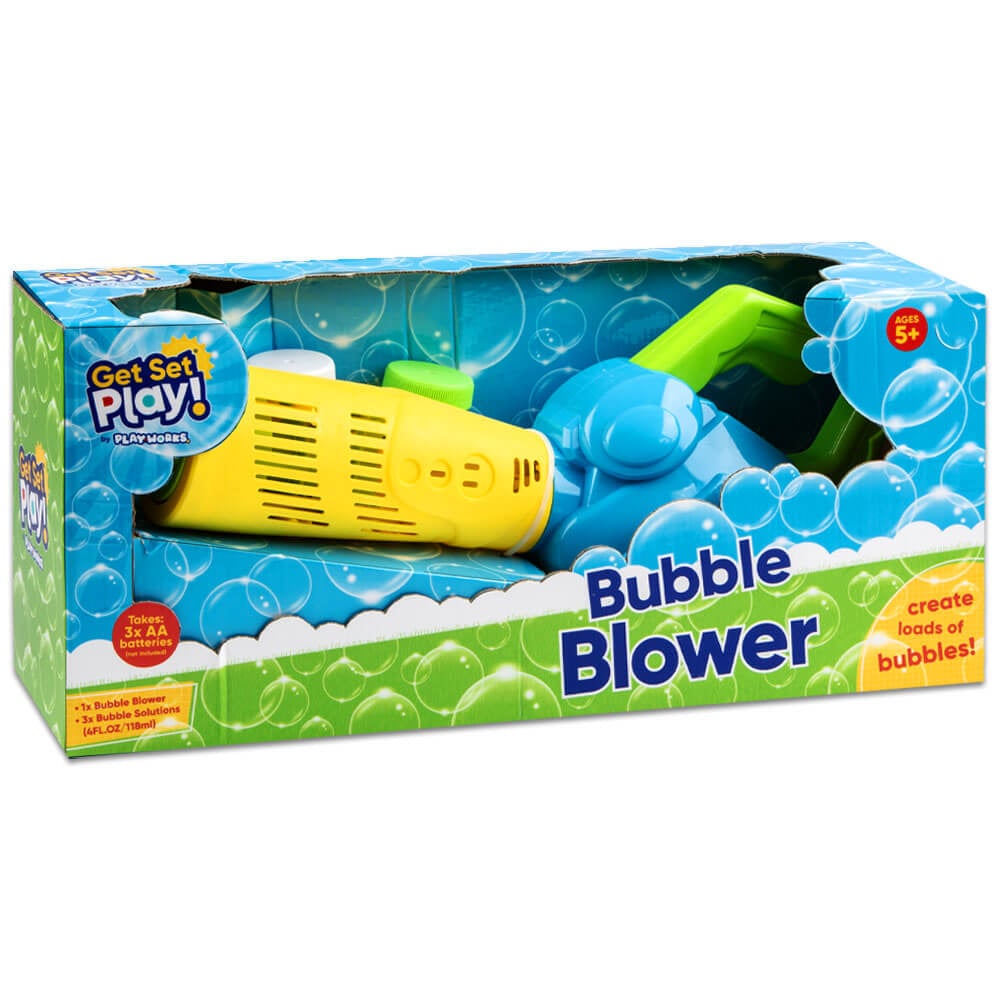 Bubble Blower - PlayWorks - Bubble Machine & Bubble Solution - 100s Of Bubbles - Outdoor & Indoor Fun - For Kids - Bubble Toys